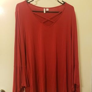 Flared Sleeve red top